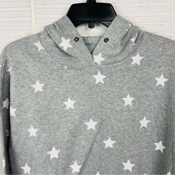 Unbranded Gray Star Print Women's half cropped fleece Top hoodie size XL - Picture 5 of 12